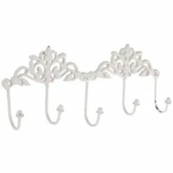 Coupon 🌟 Cheap 🧨 Deals ⭐ Discount ❤️ White Scroll Metal Wall Decor With Hooks 🎉 👏 👍 😀
