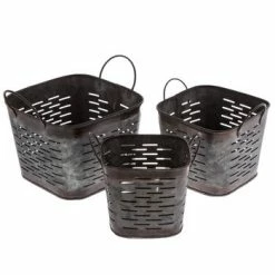 Flash Sale 😉 Best Sale 🥰 Best Sale 😀 Deals 🎁 Dark Slotted Galvanized Metal Square Container Set 🧨 🛒 👍 🤩