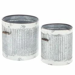 Best Pirce 🧨 Top 10 🎉 Buy 😍 Coupon 🤩 White Chipped Galvanized Metal Container Set 😉 😀 🤩 💯